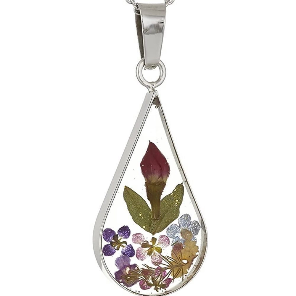 New fashion Pressed Flowers Necklace Solid 925 Sterling Silver